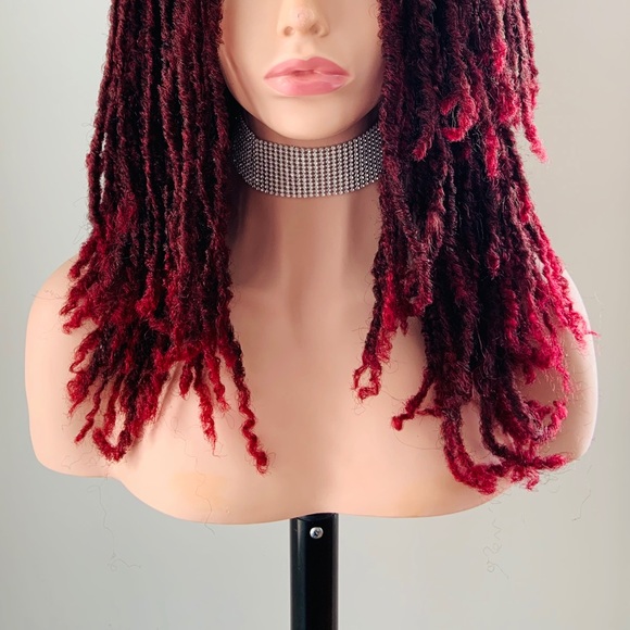 20” Heat Safe Synthetic Burgundy Dreadlock Wig - Picture 2 of 9